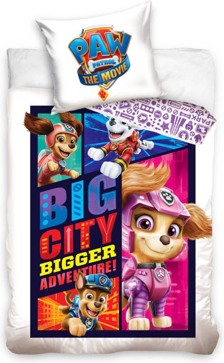 Sleepykids Paw Patrol - Dekbedovertrek - Eenpersoons - Kussensloop 60x70 Cm - Katoen - Big City - Roze