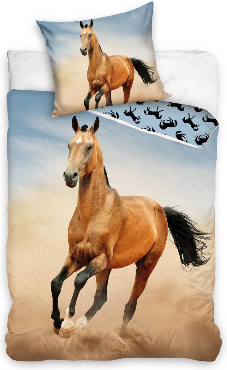 Sleepykids Horse Dekbedovertrek - Eenpersoons - 140x200 Cm - Kussensloop 60x70 Cm - Katoen - Bruin