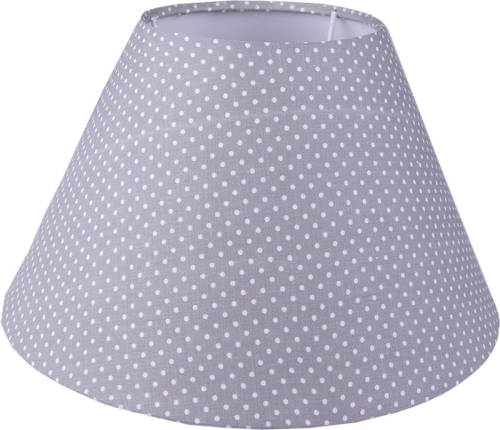 Clayre & Eef Lampenkap Ø 23x15 Cm Grijs Wit Katoen Synthetisch Stippen Stoffen Lampenkap Grijs Stoffen Lampenkap