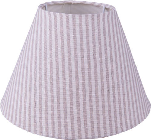 Clayre & Eef Lampenkap Ø 23x15 Cm Beige Wit Katoen Strepen Stoffen Lampenkap Beige Stoffen Lampenkap