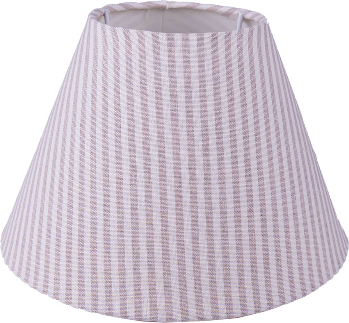 Clayre & Eef Lampenkap Ø 23x15 Cm Beige Wit Katoen Strepen Stoffen Lampenkap Beige Stoffen Lampenkap
