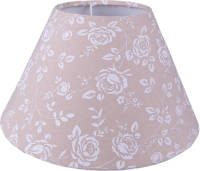 Clayre & Eef Lampenkap Ø 26x17 Cm Beige Wit Katoen Bloemen Stoffen Lampenkap Beige Stoffen Lampenkap