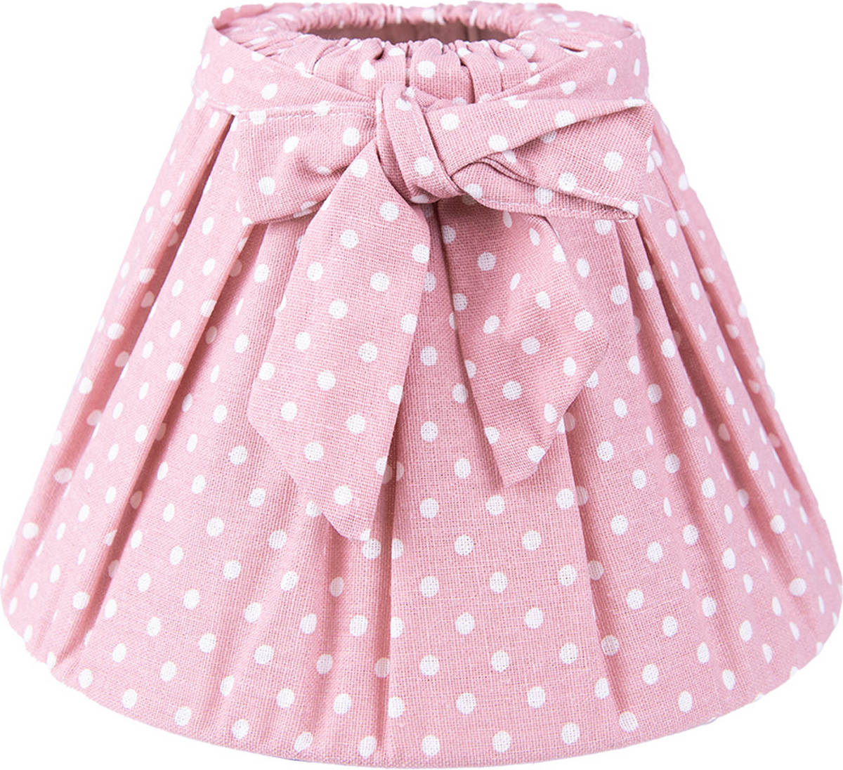 Clayre & Eef Lampenkap Ø 22x14 Cm Roze Wit Katoen Stippen Stoffen Lampenkap Roze Stoffen Lampenkap