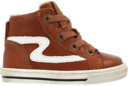 Develab 45667 leren sneakers cognac/wit