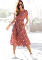 Lascana Midi-jurk met stippenprint (Met riem)