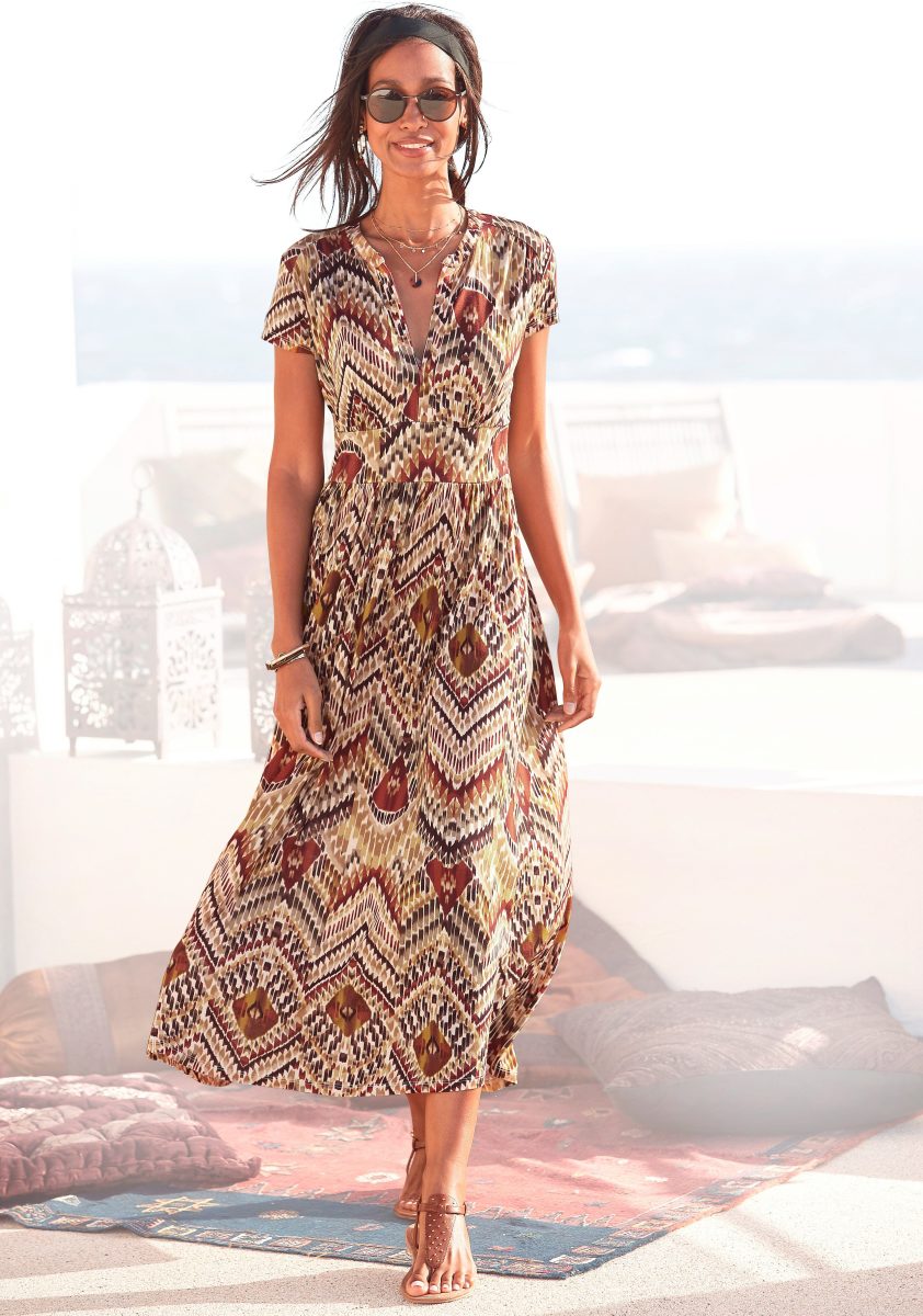 Lascana Midi-jurk met ethno print
