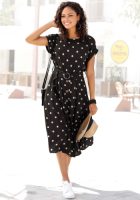 Lascana Midi-jurk met stippenprint (Met riem)