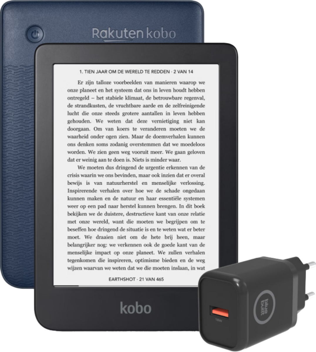 Kobo Clara 2E + BlueBuilt Quick Charge Oplader 18W
