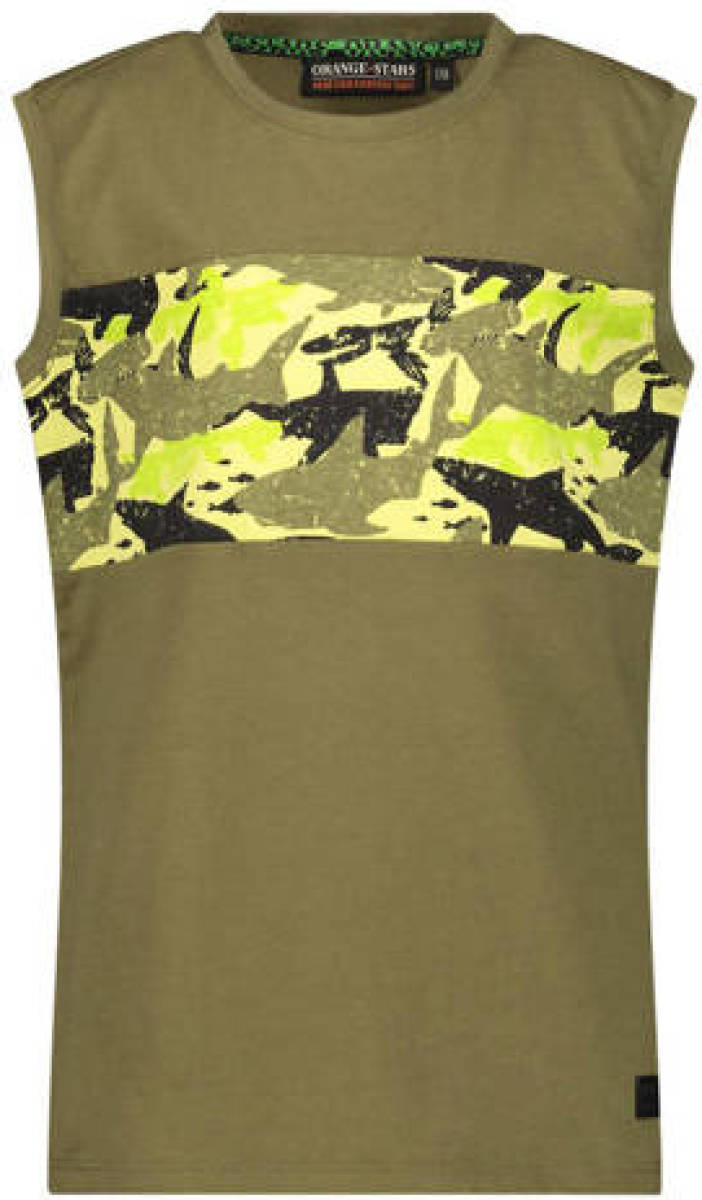Orange Stars T-shirt met printopdruk kaki
