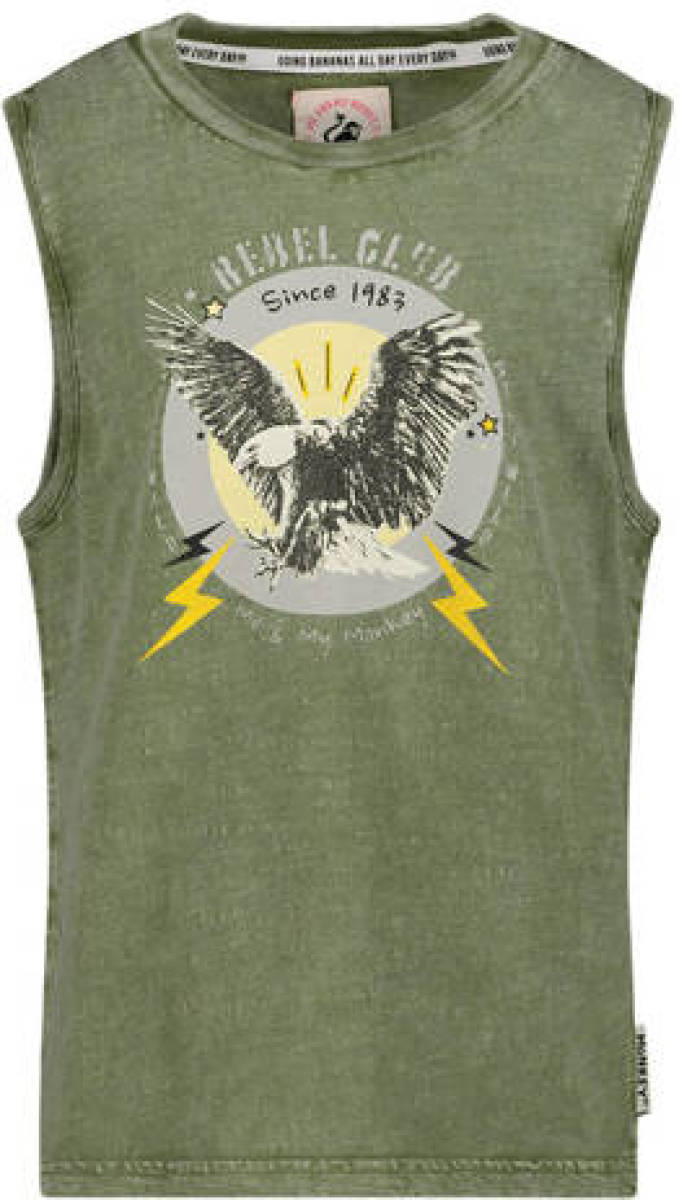 Me & My Monkey singlet met printopdruk groen/zwart