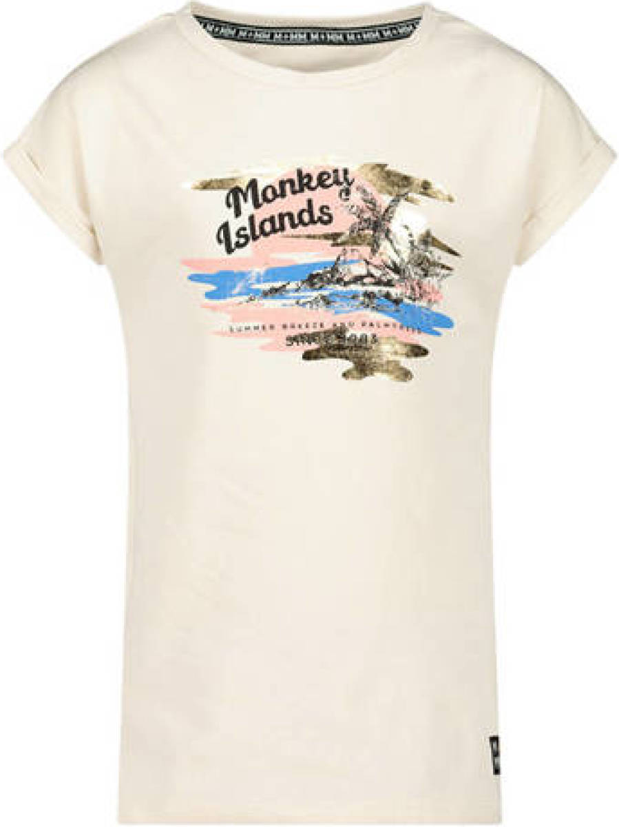 Me & My Monkey T-shirt met printopdruk ecru