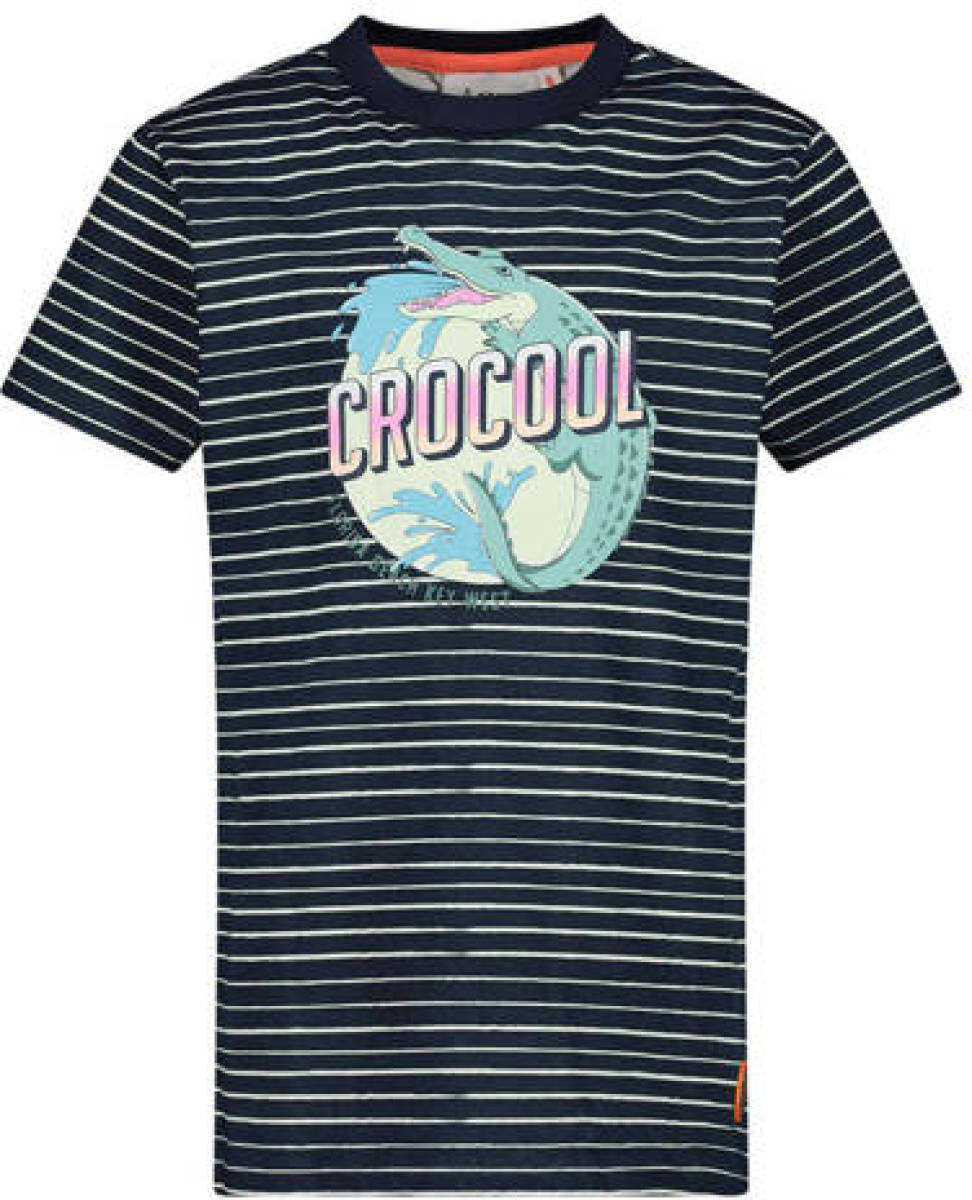 Orange Stars T-shirt met all over print donkerblauw