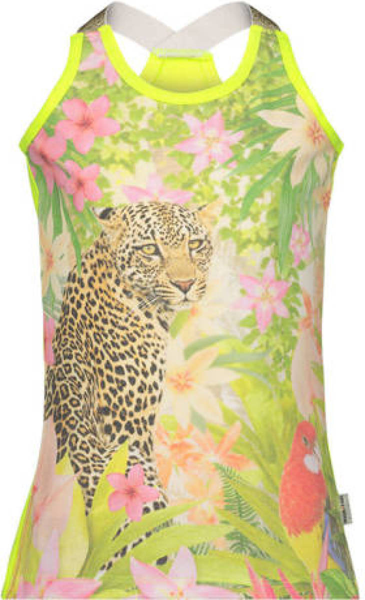 Orange Stars singlet met all over print limegroen
