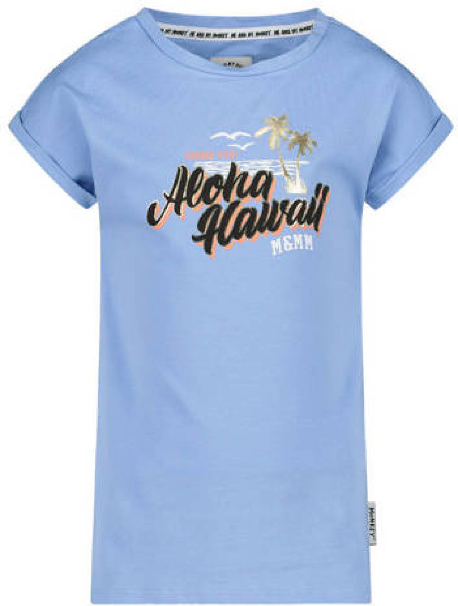 Me & My Monkey T-shirt met printopdruk blauw