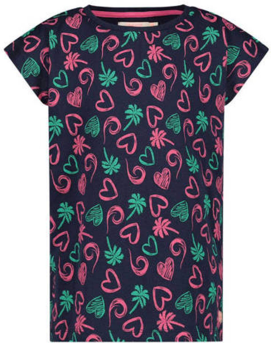Orange Stars T-shirt met all over print marine