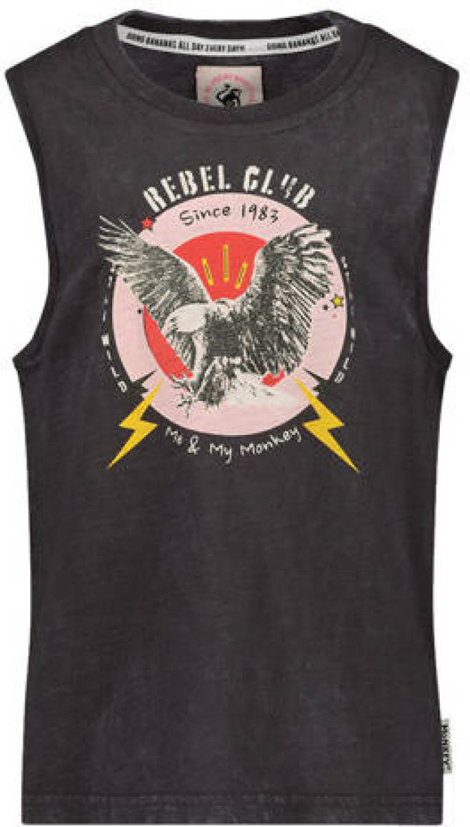 Me & My Monkey singlet met printopdruk zwart