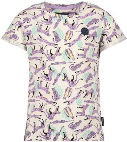 Jake Fischer T-shirt met all over print beige/lila