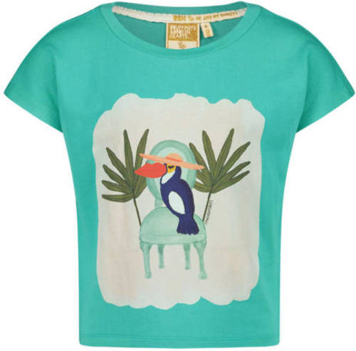 Me & My Monkey T-shirt met printopdruk turquoise