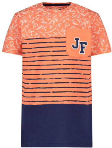 Jake Fischer T-shirt oranje/donkerblauw
