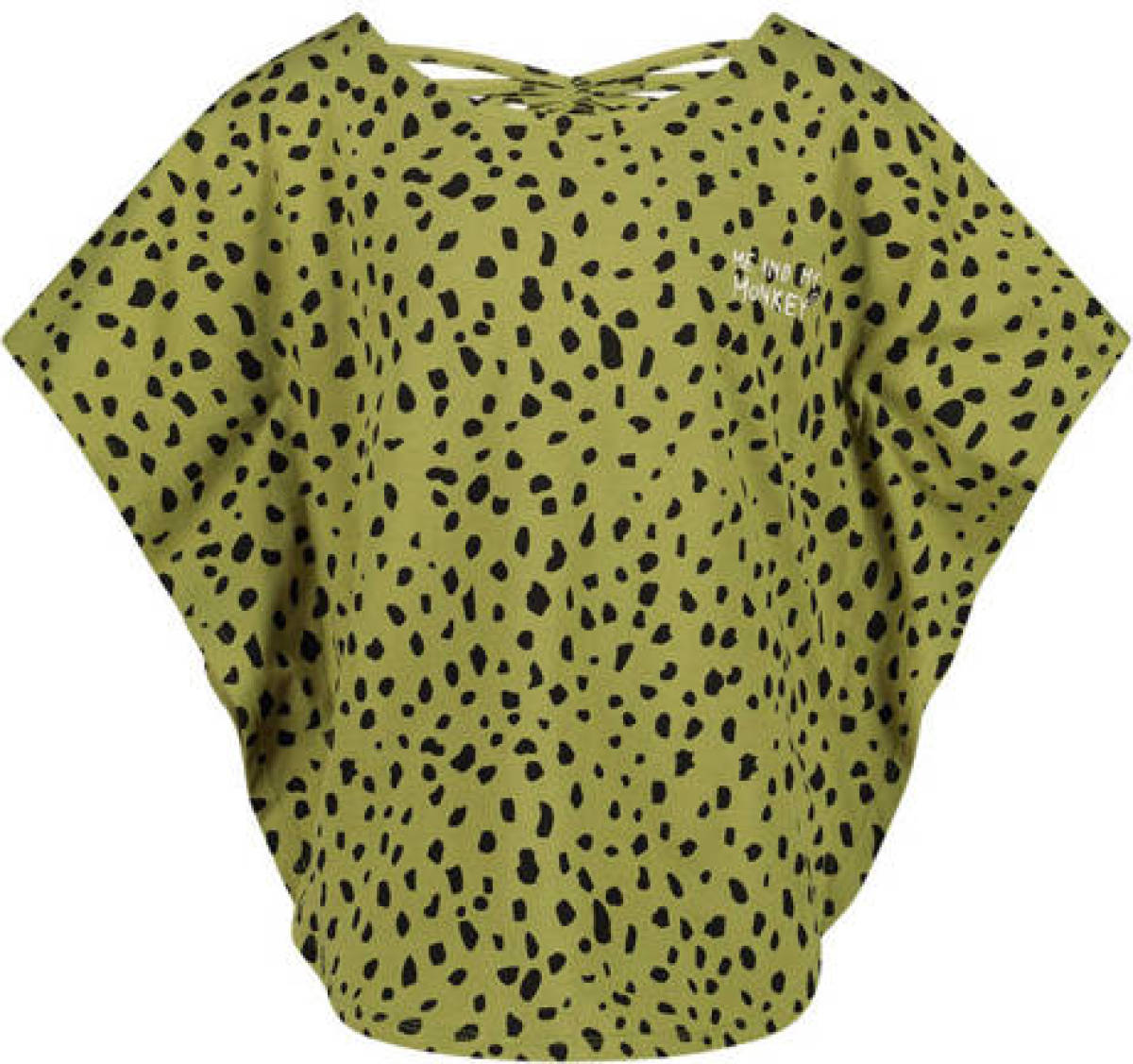 Me & My Monkey T-shirt met all over print en vleermuismouwen groen/zwart