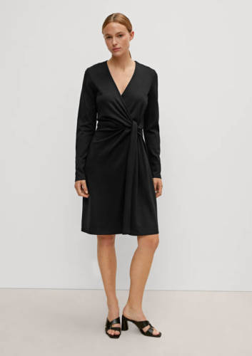 comma jurk met knoopdetail zwart