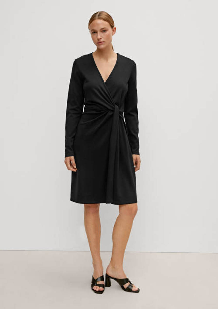 comma jurk met knoopdetail zwart