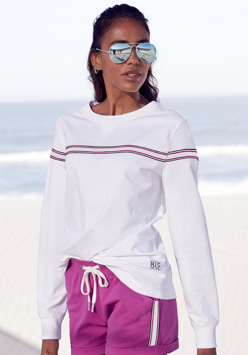 H.I.S Sweater met contrastkleurige tape