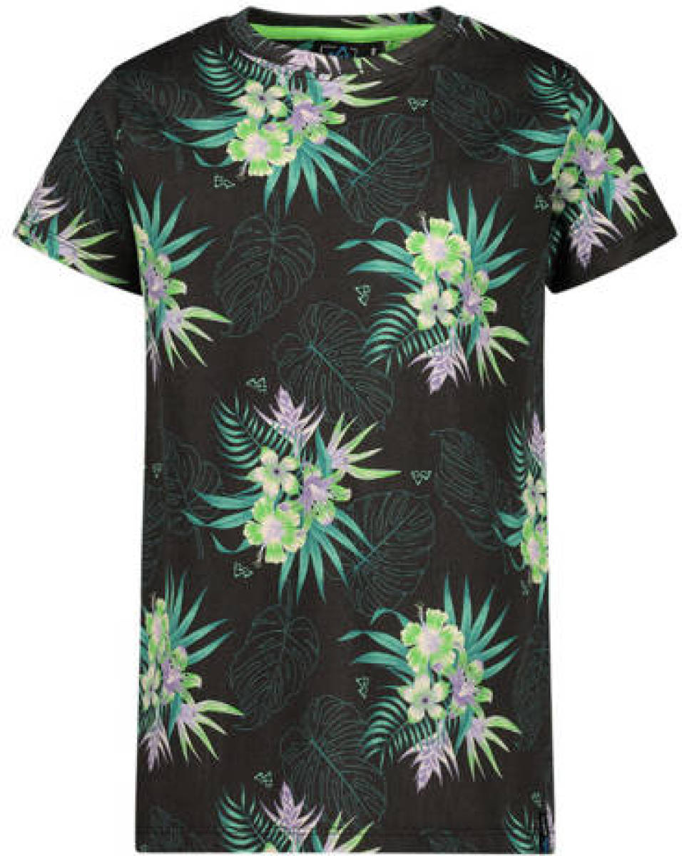 29FT T-shirt van biologisch katoen zwart/groen/paars