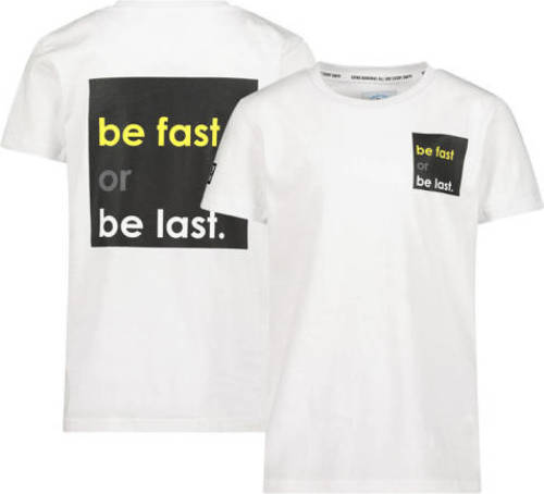 Me & My Monkey T-shirt met backprint wit/zwart/geel