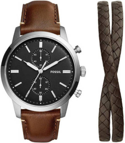 Fossil horloge + armband FS5967SET Townsman bruin