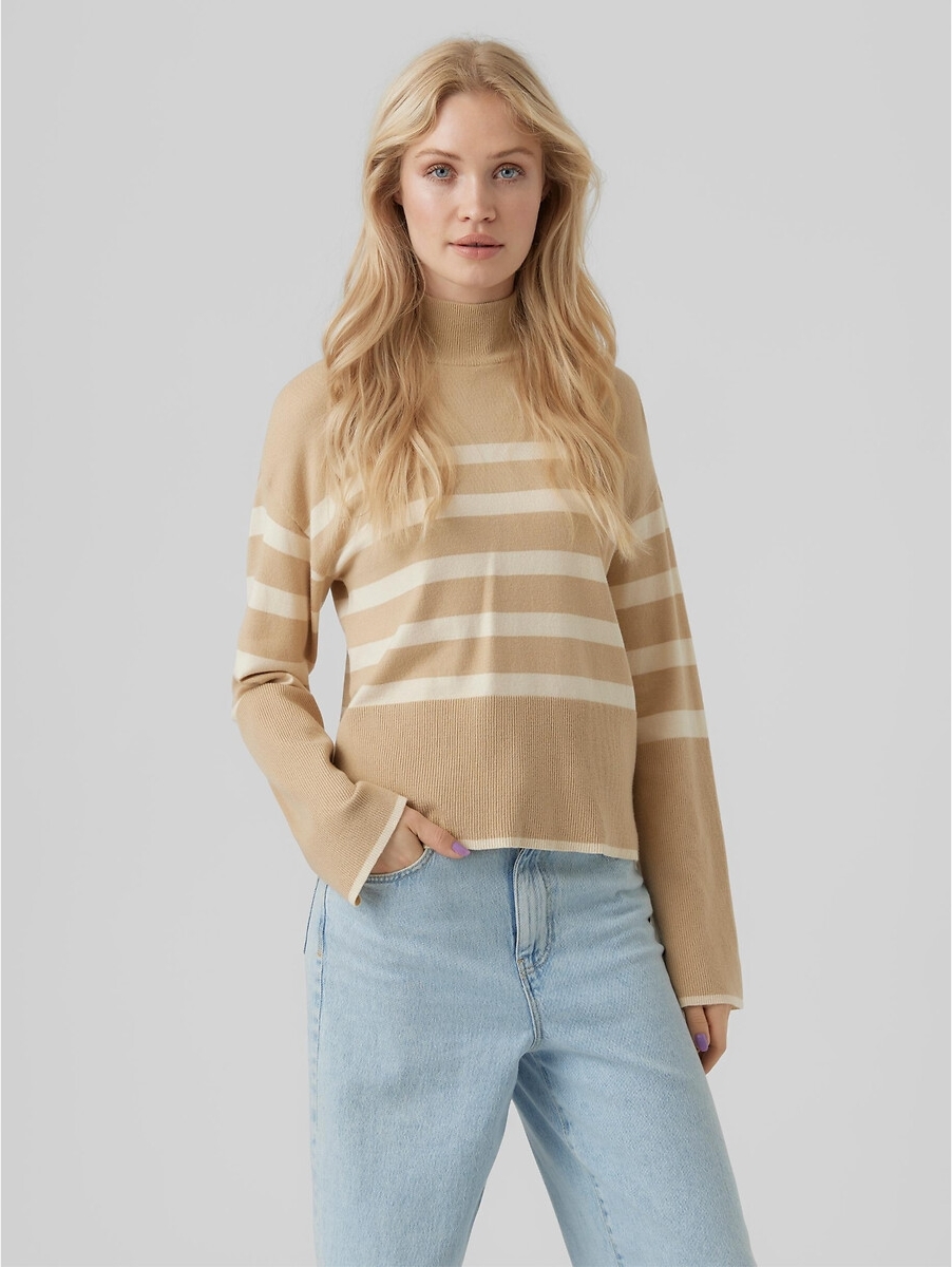VERO MODA Gestreepte trui met opstaande kraag