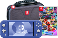 Nintendo Switch Lite Blauw + Mario Kart 8 Deluxe + Bigben Beschermtas