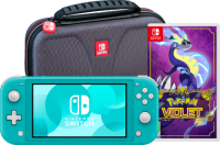 Nintendo Switch Lite Turquoise + Pokémon Violet + Bigben Beschermtas