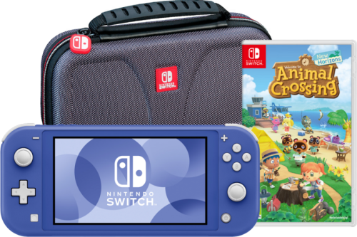 Nintendo Switch Lite Blauw + Animal Crossing New Horizons + Bigben Beschermtas