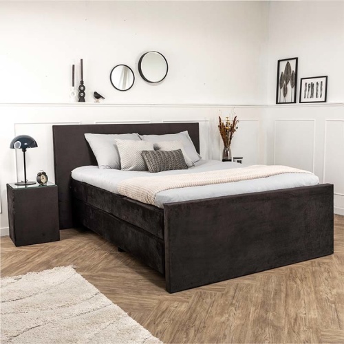 Dekbed Discounter Boxspringset Hotel Deluxe - Velours 90 x 200 cm, Hoofdbord: Hoofdbord standaard, Voetenbord: Zonder Voetenbord