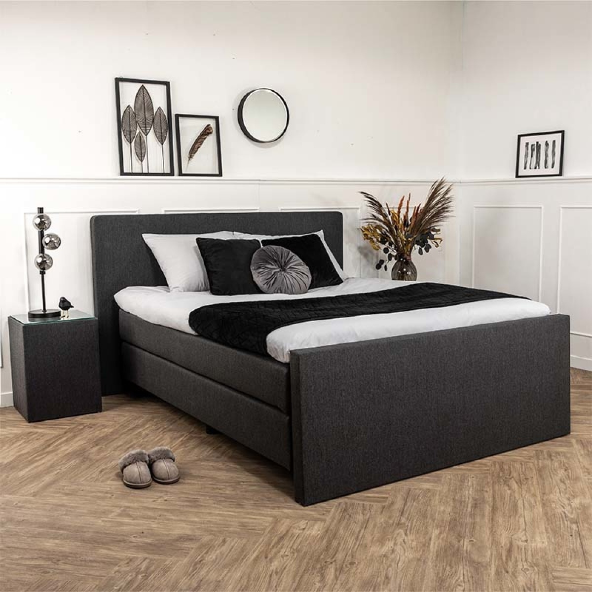 Dekbed Discounter Boxspringset Hotel Deluxe - Stof 90 x 200 cm, Hoofdbord: Hoofdbord standaard, Voetenbord: Zonder Voetenbord
