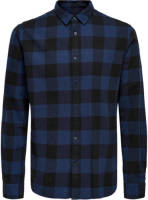 ONLY & SONS geruit slim fit overhemd kobaltblauw