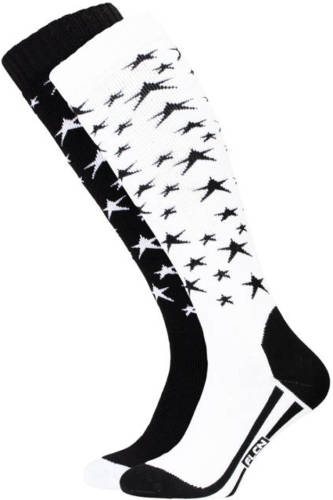 Falcon skisokken 2 paar zwart/wit ster