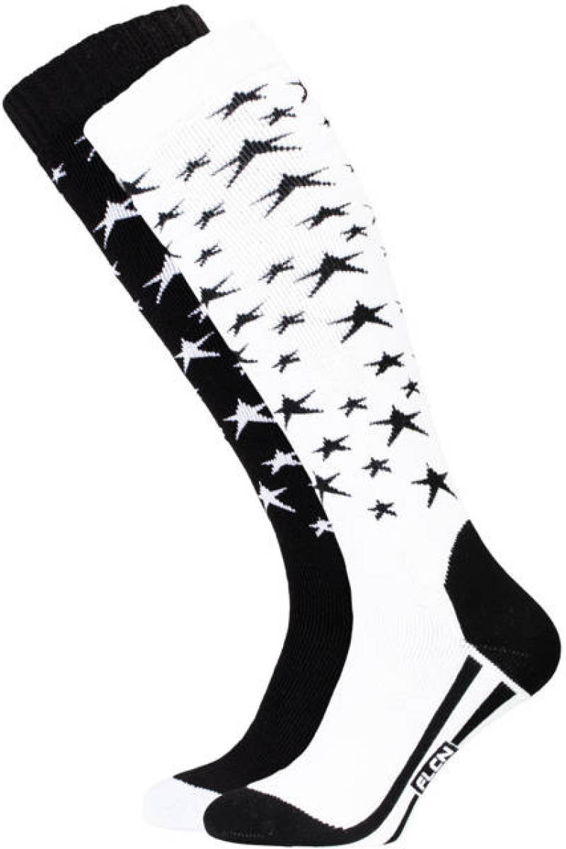 Falcon skisokken 2 paar zwart/wit ster