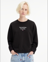 Tommy Jeans Sweater met ronde hals, logo vooraan