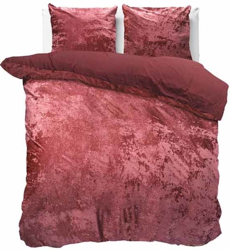 Manilla Crushed Velvet Ruby Wine Dekbedovertrek 1-persoons (140 x 220 cm + 1 kussensloop) Dekbedovertrek