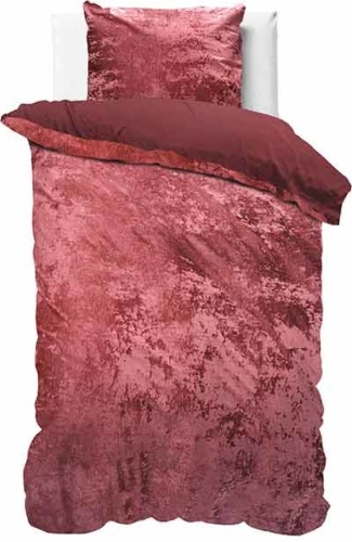 Manilla Crushed Velvet Ruby Wine Dekbedovertrek 1-persoons (140 x 220 cm + 1 kussensloop) Dekbedovertrek