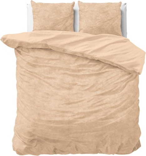 Sleeptime Velvet Uni - Beige - Dekbedovertrek 2-persoons (200 x 220 cm + 2 kussenslopen) Dekbedovertrek
