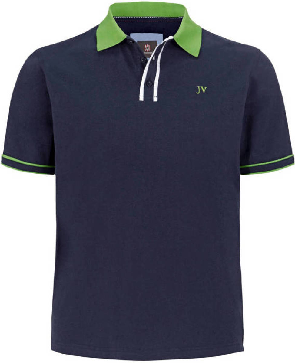 Jan Vanderstorm loose fit polo Plus Size Isfried met contrastbies Plus Size donkerblauw/groen