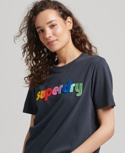 Superdry Shirt met korte mouwen Vintage Core logo rainbow T-shirt