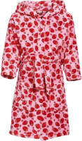 Playshoes fleece badjas Strawberries met aardbei dessin roze/rood