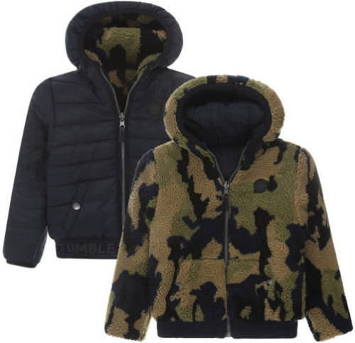 Tumble 'n Dry reversible gewatteerde winterjas Irvin met camouflageprint donkerblauw/groen