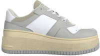 Tommy Jeans leren sneaker grijs/wit