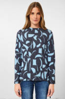 CECIL trui met grafische print en plooien donkerblauw/lichtblauw