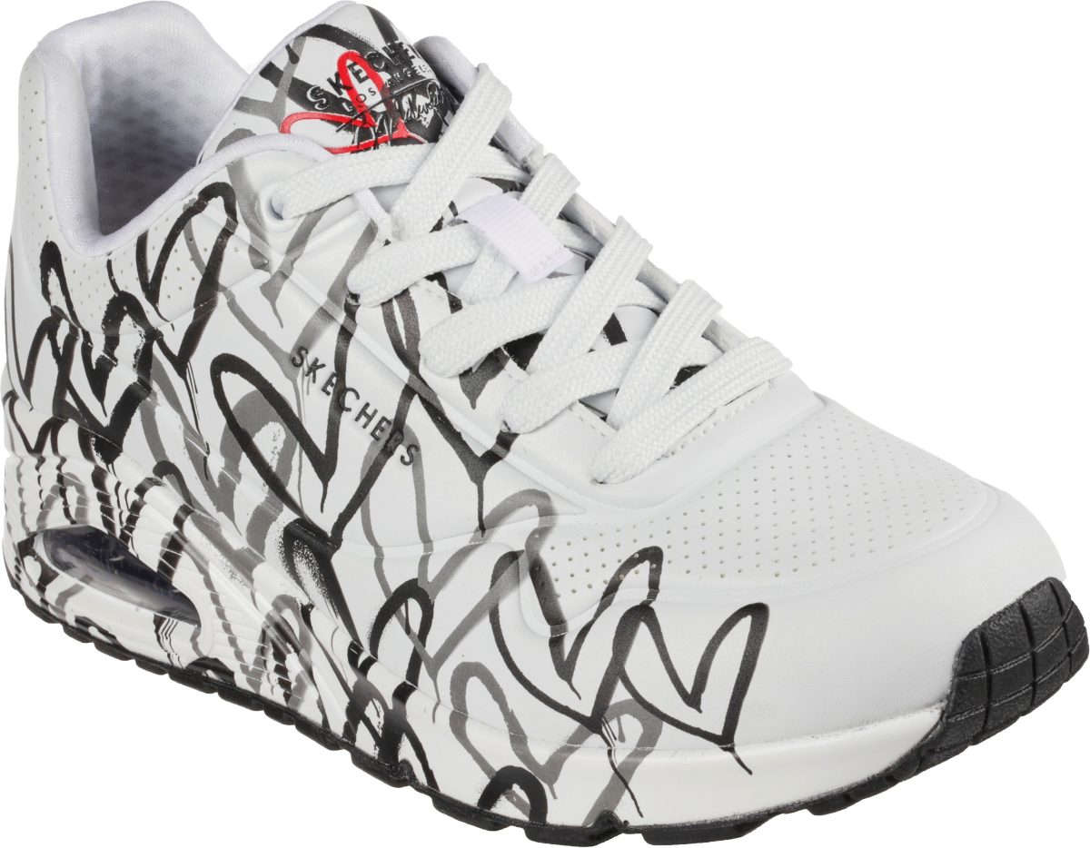 Skechers Sneakers met sleehak UNO-SPREAD THE LOVE met opvallende graffitiprint
